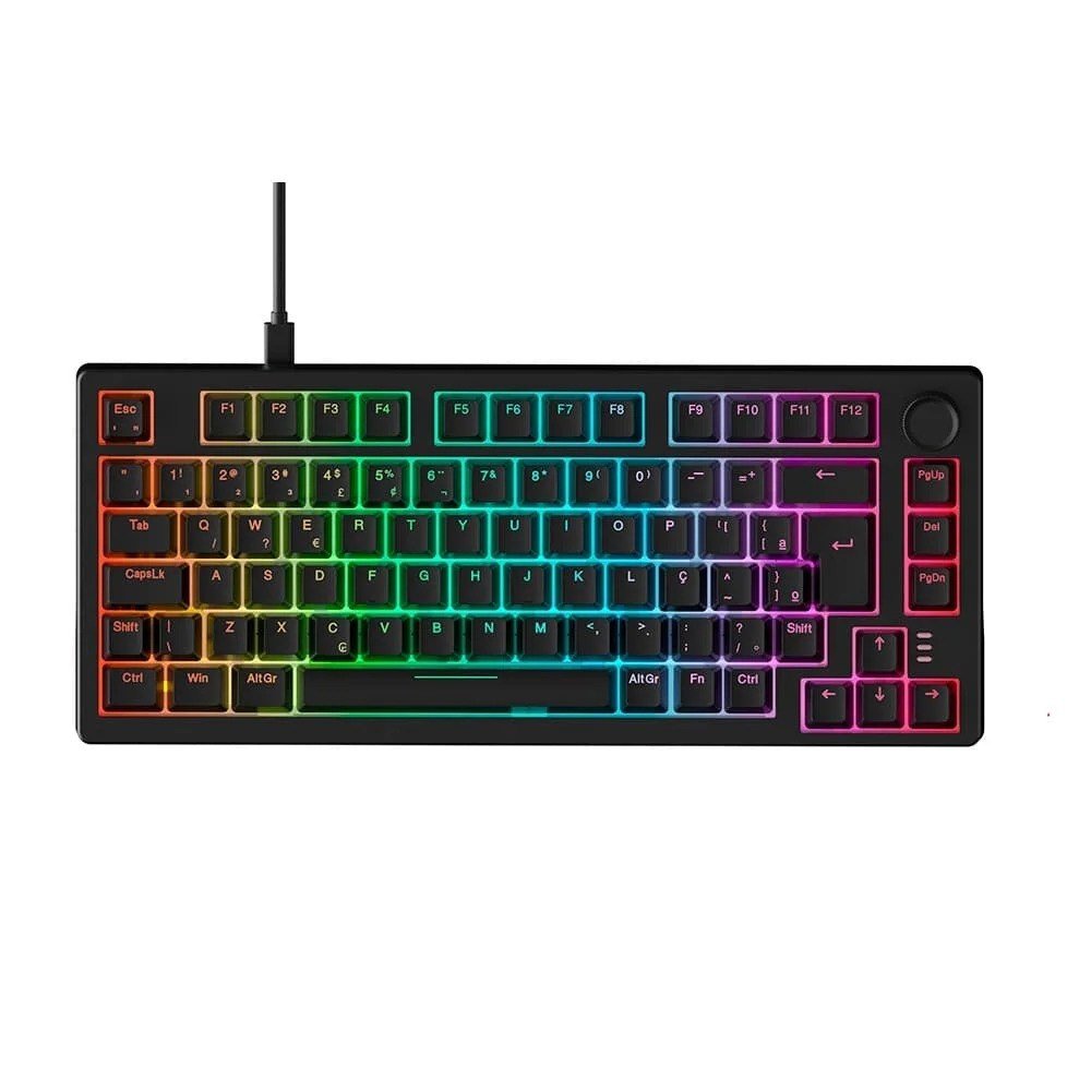 Teclado Sem Fio Mecânico Gamer Husky Nomadic, RGB, Switch Gateron G Pro Red, Bluetooth, ABNT2, Preto 🛒