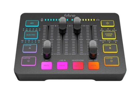 Fifine Ampligame Mixer, XLR, USB, Efeito de Voz, Preto - SC3 🛒