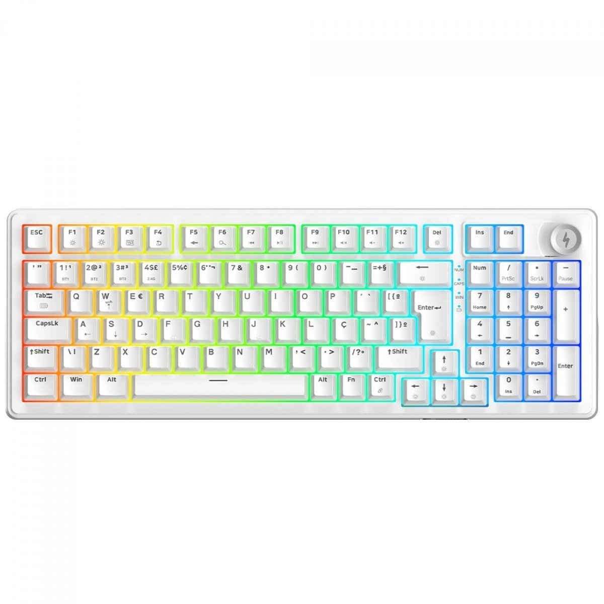 Teclado Mecânico Gamer SuperFrame Phantom, RGB, Wireless/Bluetooth, Switch KTT WineRed Linear, ABNT2, Branco, SF-KB-PHKTFSWRTAB 🛒
