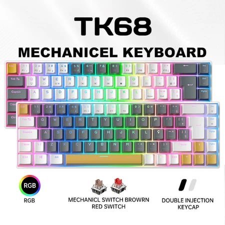ZIFRIEND TK68 Teclado Mecânico Gamer 60% — RGB • ABNT2 • Hot Swap • Switch Brown/Red • NKRO 🛒