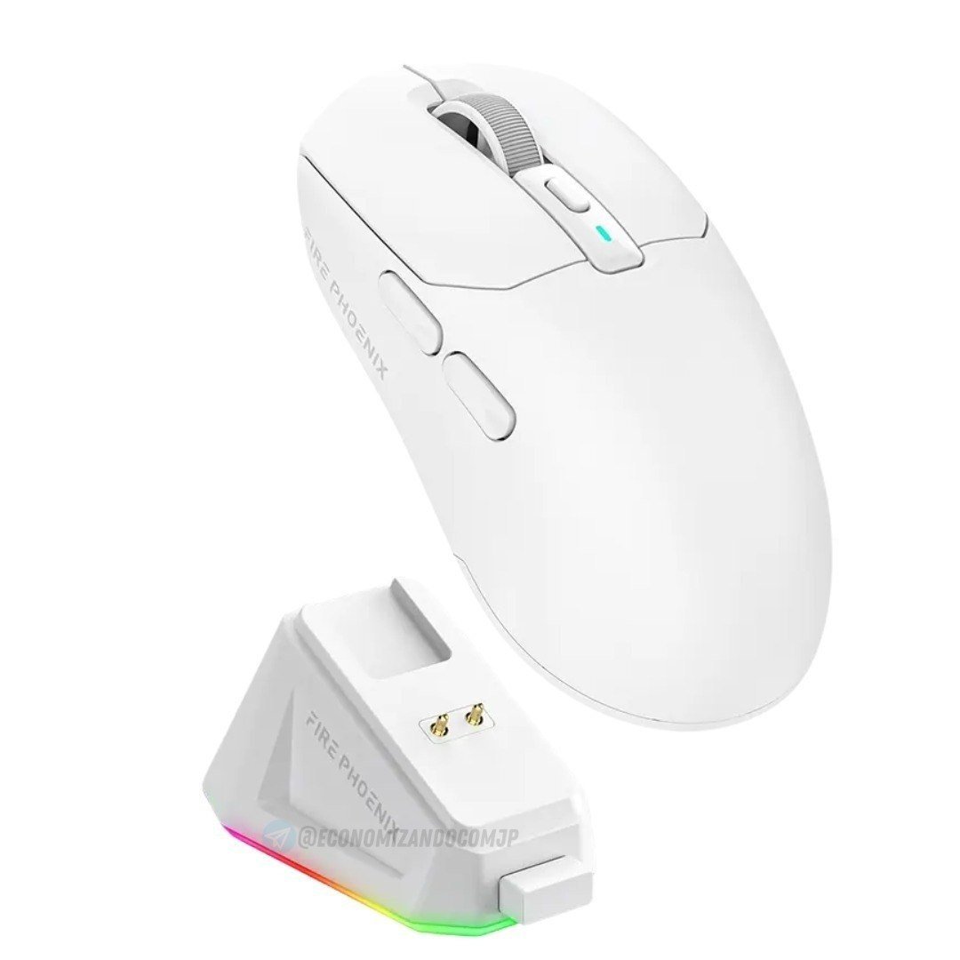 Mouse Gamer Sem Fio Fire Phoenix 24000dpi Branco 🛒