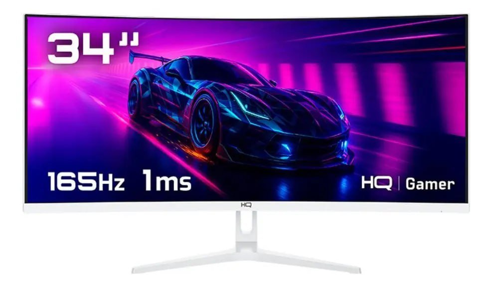 Monitor Gamer 34" Curvo Branco 1ms 165Hz HQ 🛒