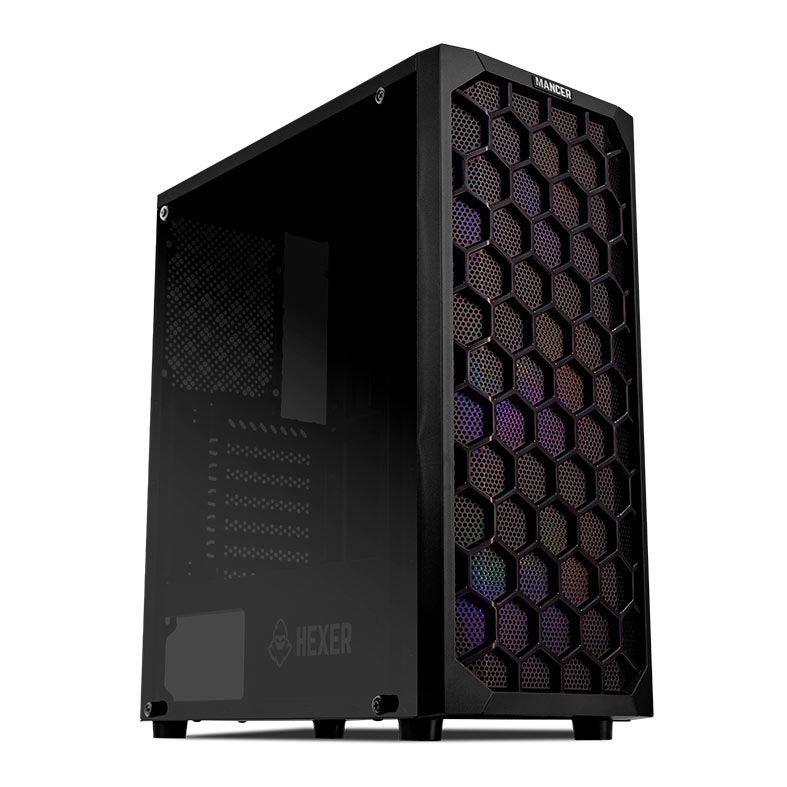 Gabinete Gamer Mancer Hexer, Rainbow, Mid-Tower, Lateral de Vidro, Com 3 Fans 🛒