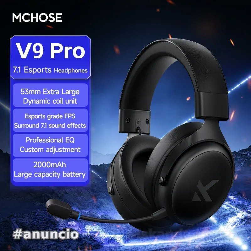 Headset MCHOSE V9 Pro Gaming Headset (VERSÃO PRETA) 🎧