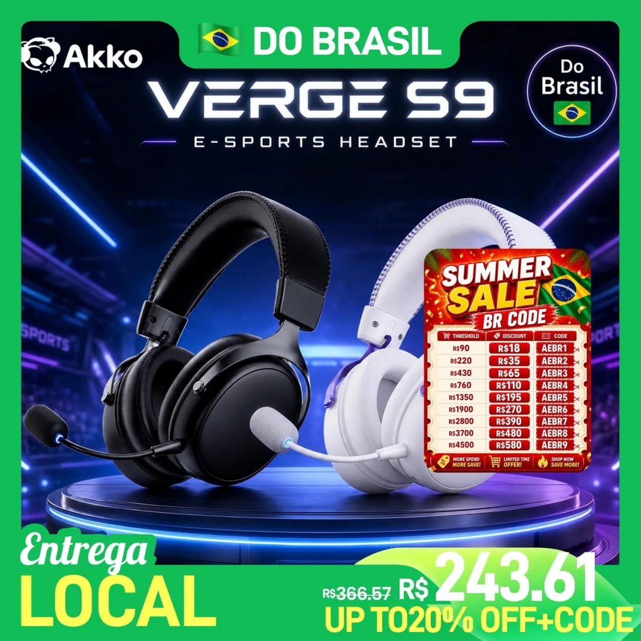Headset AKKO Verge S9 Ultra Sem Fio 🛒