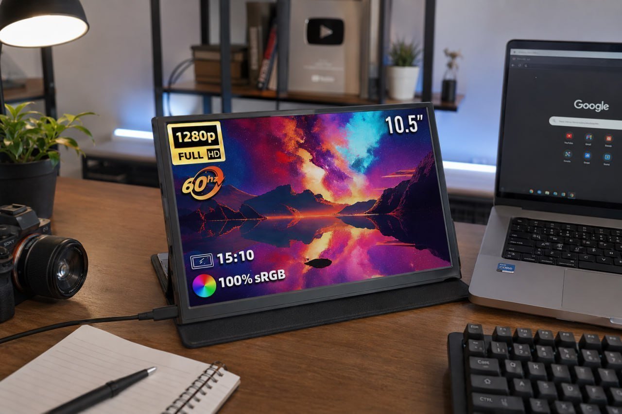 MONITOR PORTÁTIL ZSUS 10,5", FHD, 60Hz, IPS, 100% sRGB 🛒