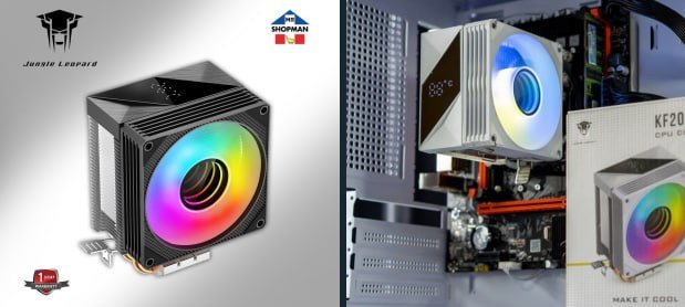 Air cooler Jungle Leopard K200 KF200 Digital RGB, preto/branco, 2 heat pipes 90mm 🛒