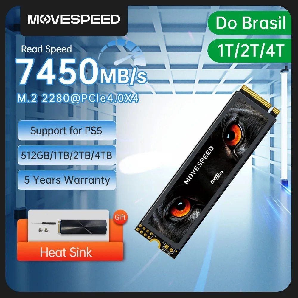 SSD m.2 Nvme Movespeed 1TB Gen4 7450mb/s 🛒