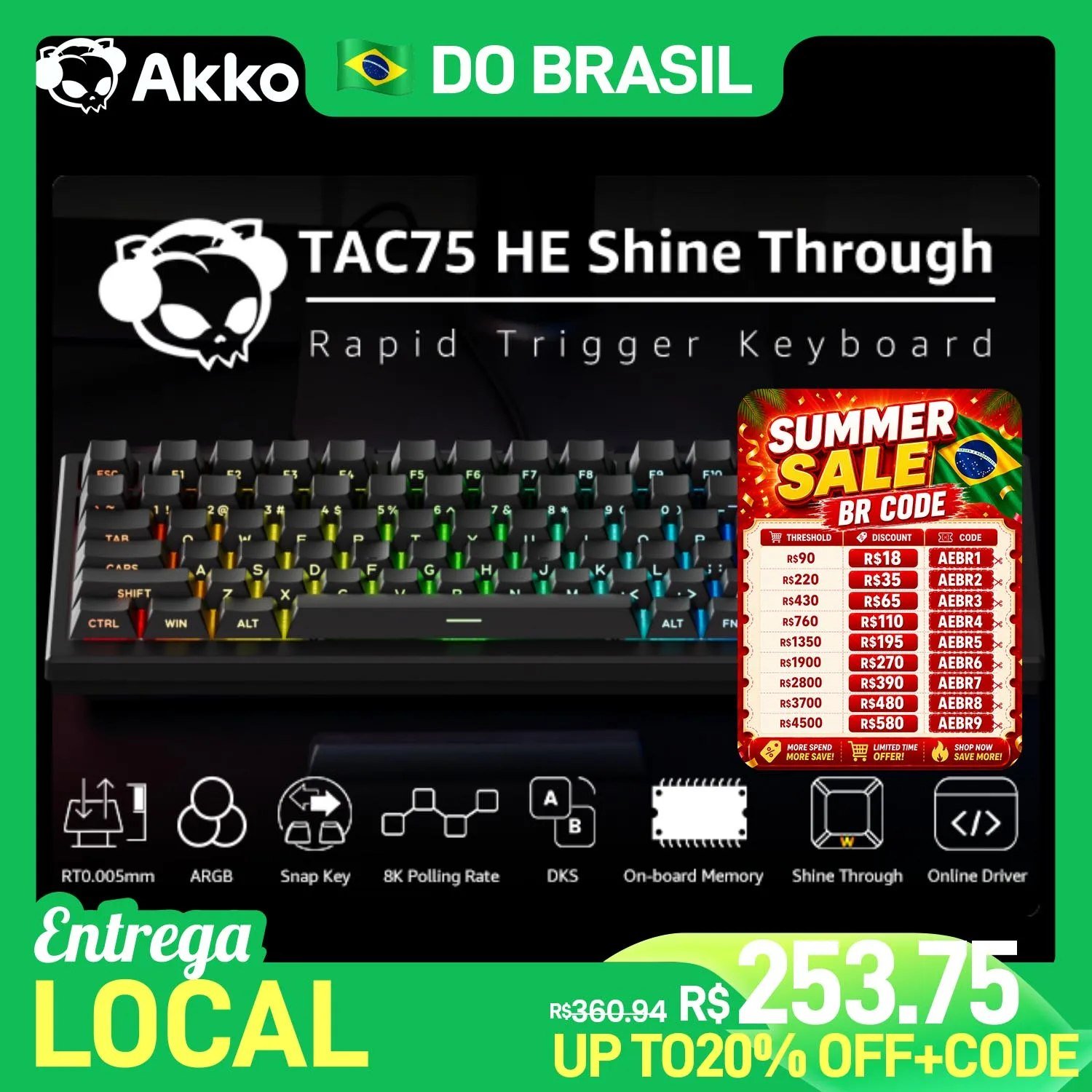 Teclado Magnético Akko Tac75 He 🛒