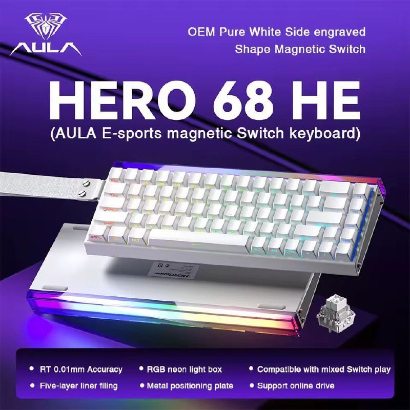 TECLADO MAGNÉTICO AULA HERO 68 HE, RAPID TRIGGER, 8K HZ ⌨️