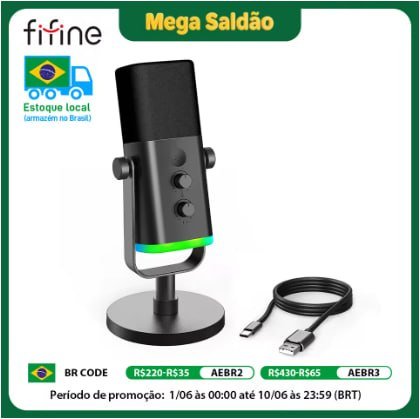 Microfone Dinâmico Fifine AM8 RGB 🇧🇷 🛒