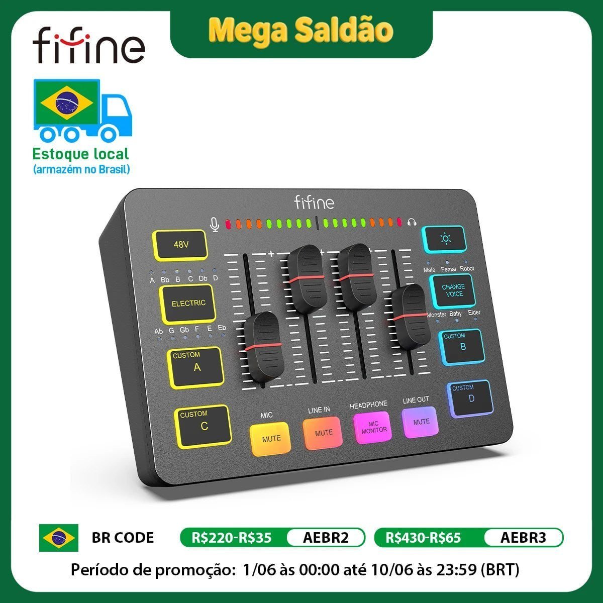 Mixer USB FIFINE AmpliGame SC3 (SC3) 🎧