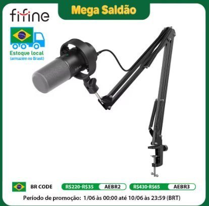 Microfone dinâmico FIFINE K688CT USB/XLR com braço articulado 🎤