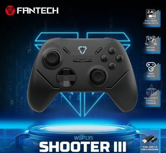 Controle Sem Fio Fantech Shotter 3 WGP13S Hall Effect (PRETO) 🎮