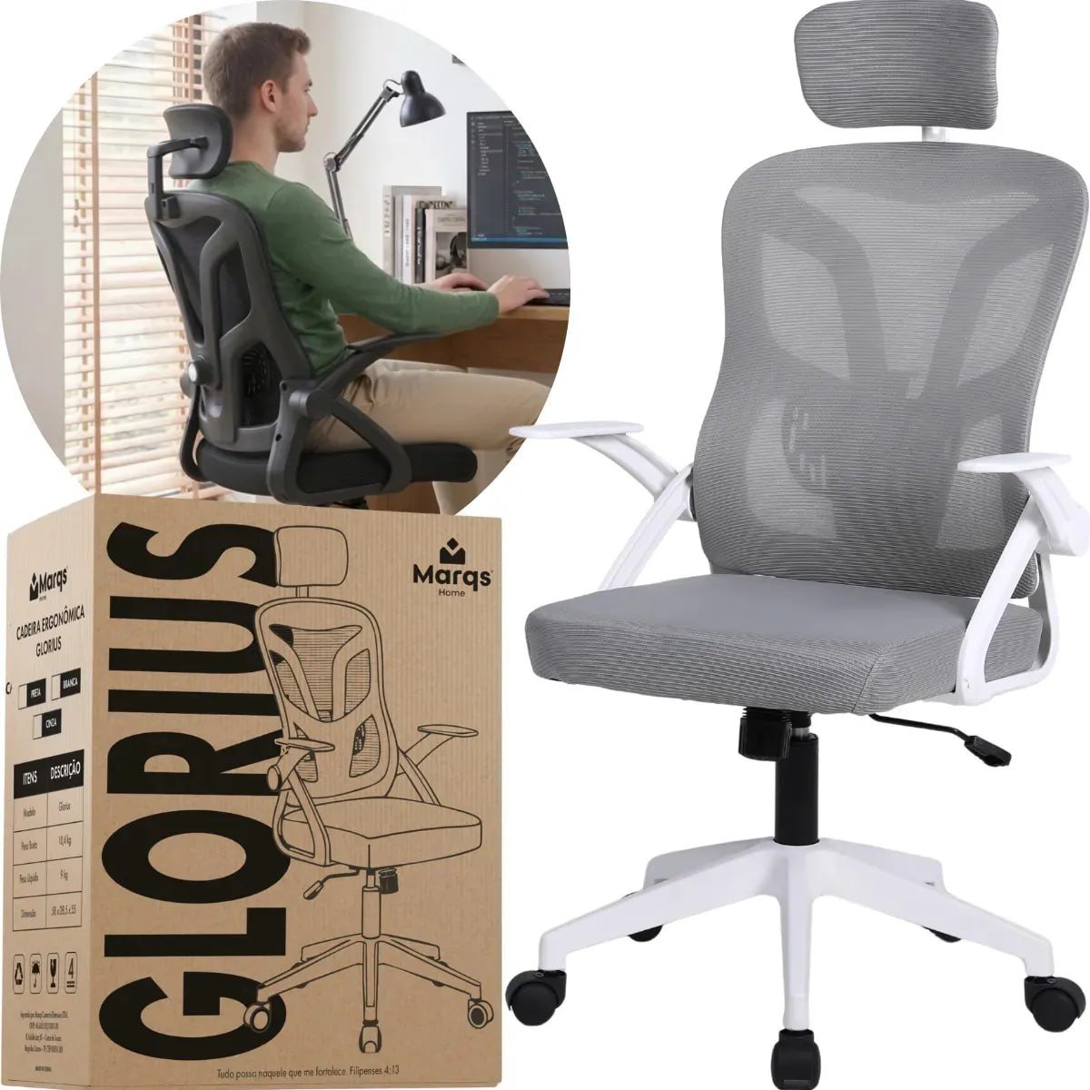Cadeira De Escritorio Ergonomica Nr17 🛒