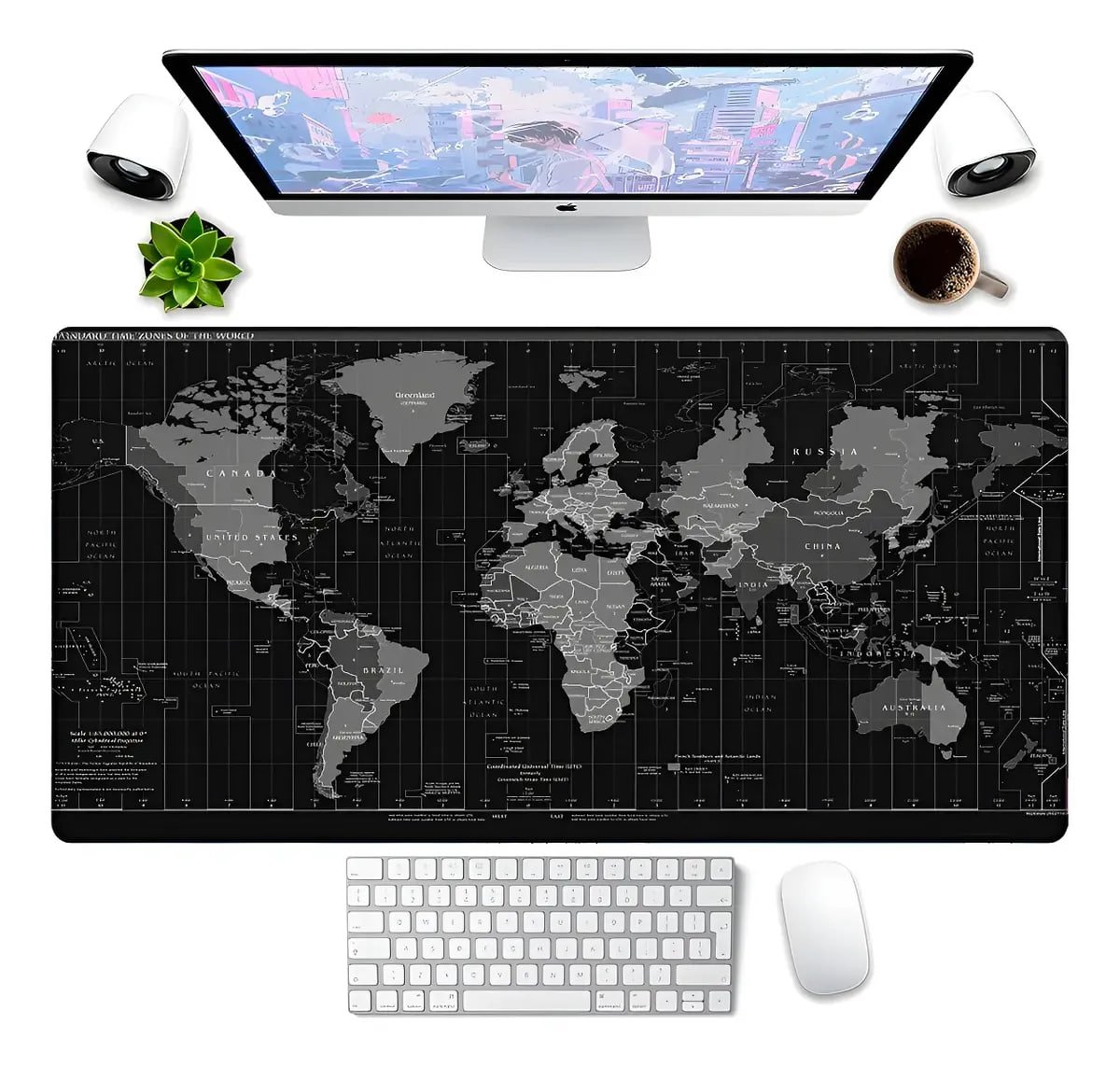 Mouse Pad Mapa Mundi 90x40cm Preto Premium Grande 🛒