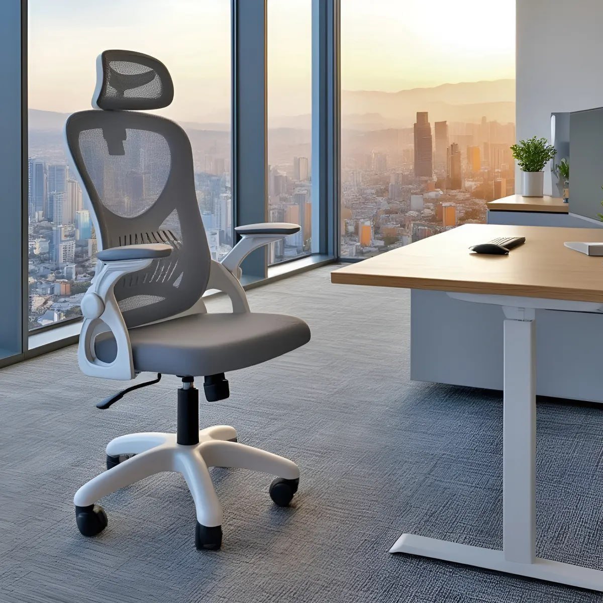 Cadeira De Escritório Columbus Presidente Ergonomica Cinza Mesh 🛒