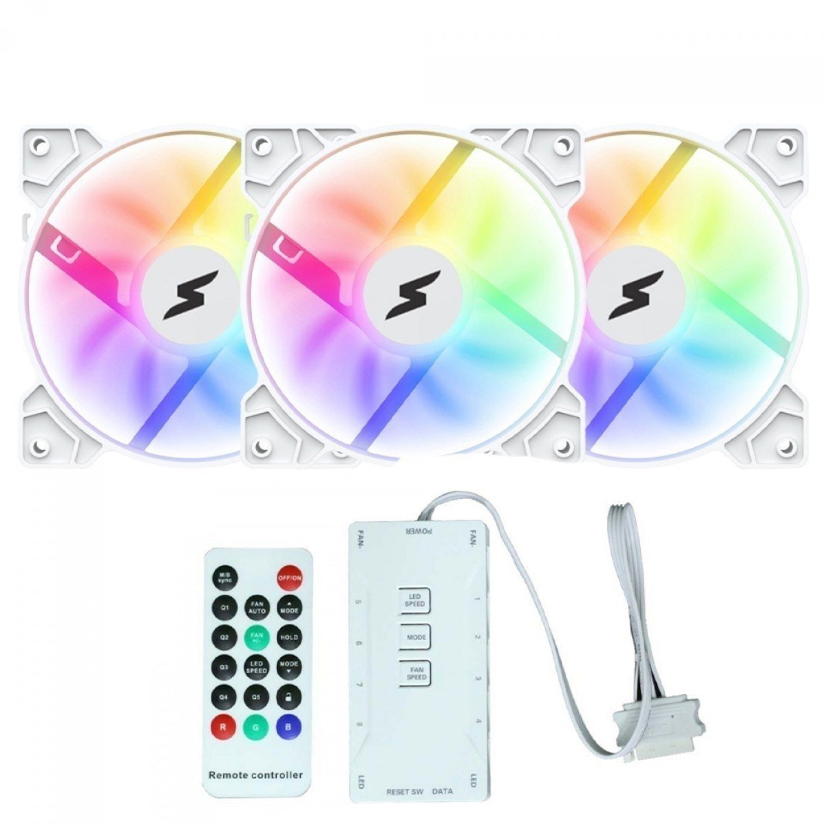 Kit Fan 3 Unidades SuperFrame Swift ARGB 120mm White Com Controladora SF-03 🛒