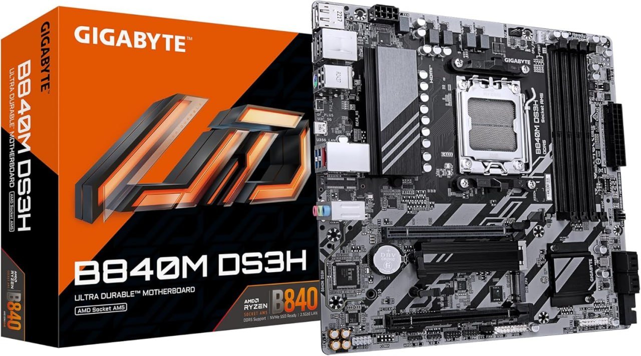 Placa Mãe Gigabyte B840M DS3H AM5/4xDDR5 🛒