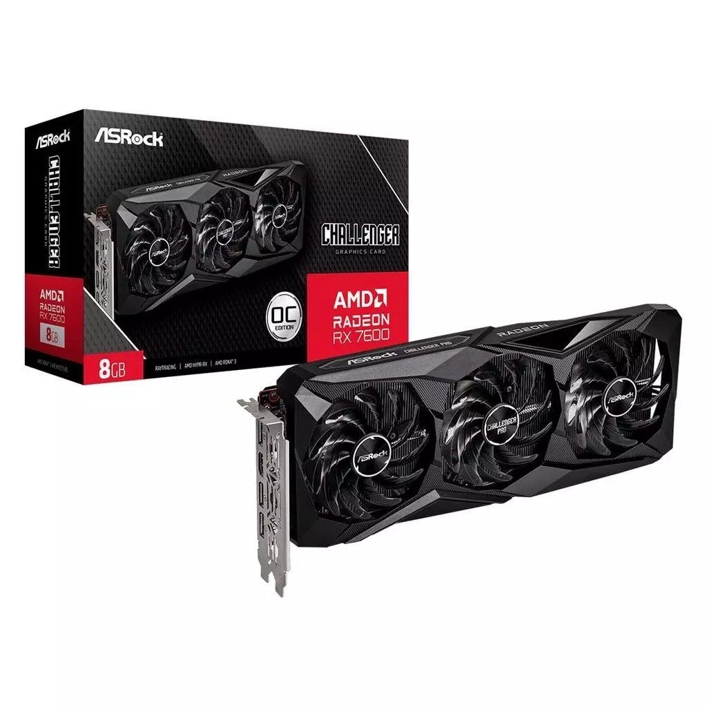 Placa de Vídeo Gpu Asrock Amd Radeon Rx 7600 Challenger Pro Oc 8gb Gddr6 128 Bits 🛒