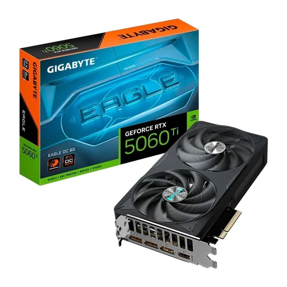 Placa de Vídeo NVIDIA GeForce GIGABYTE RTX5060 Eagle OC 8GB GDDR7 128bit 9VN5060EO-00-G10 🛒