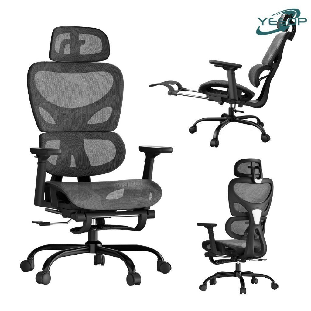 Cadeira De Escritório Ergonômica YESOP Com Apoio Lombar E De Pernas Assento Zero Gravity Cor Preto 🛒