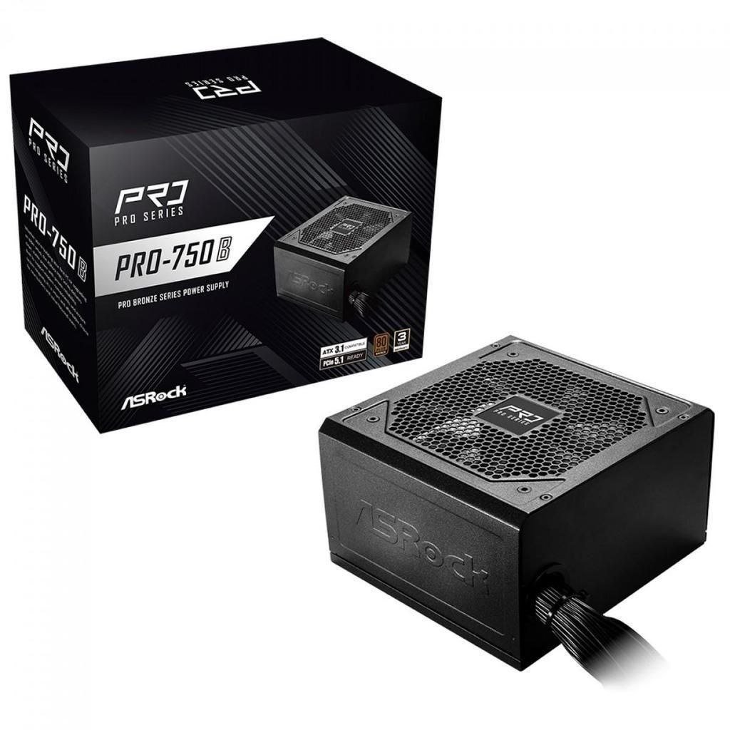 Fonte ASRock Pro 750W 80 Plus Bronze ATX 3.1 PCIe 5.1 PFC Ativo Preto 🛒
