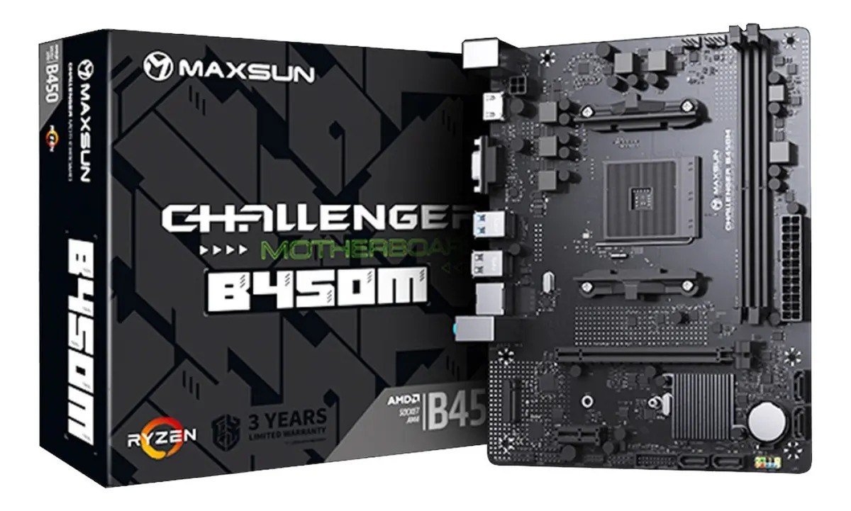 Placa Mãe Maxsun B450M MS-Challenger AM4 DDR4 M-ATX AMD 🛒