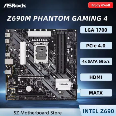 Placa Mãe ASRock Z690M Phantom Gaming 4 DDR4 LGA 1700 (usada) 🛒