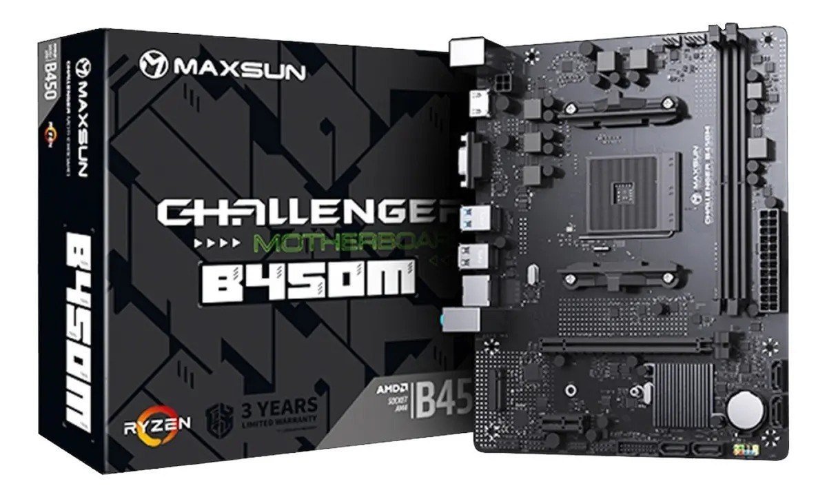 Placa Mãe Maxsun B450M MS-Challenger AM4 DDR4 M-ATX AMD 🛒