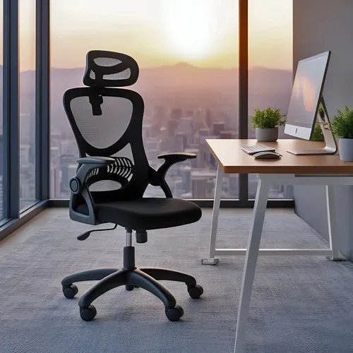 Cadeira de Escritório Giratória HomeNow Columbus Presidente Preta com Tela Mesh 🛒