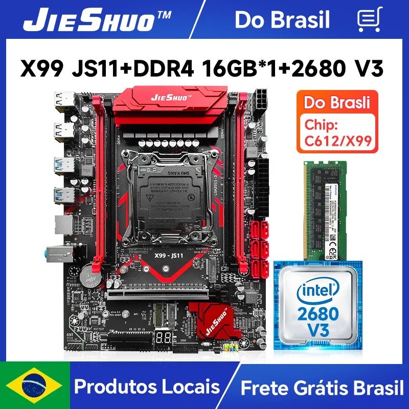 Kit x99 Jieshuo JS11 + 2680v3 + 1x16GB Ddr4 🇧🇷
