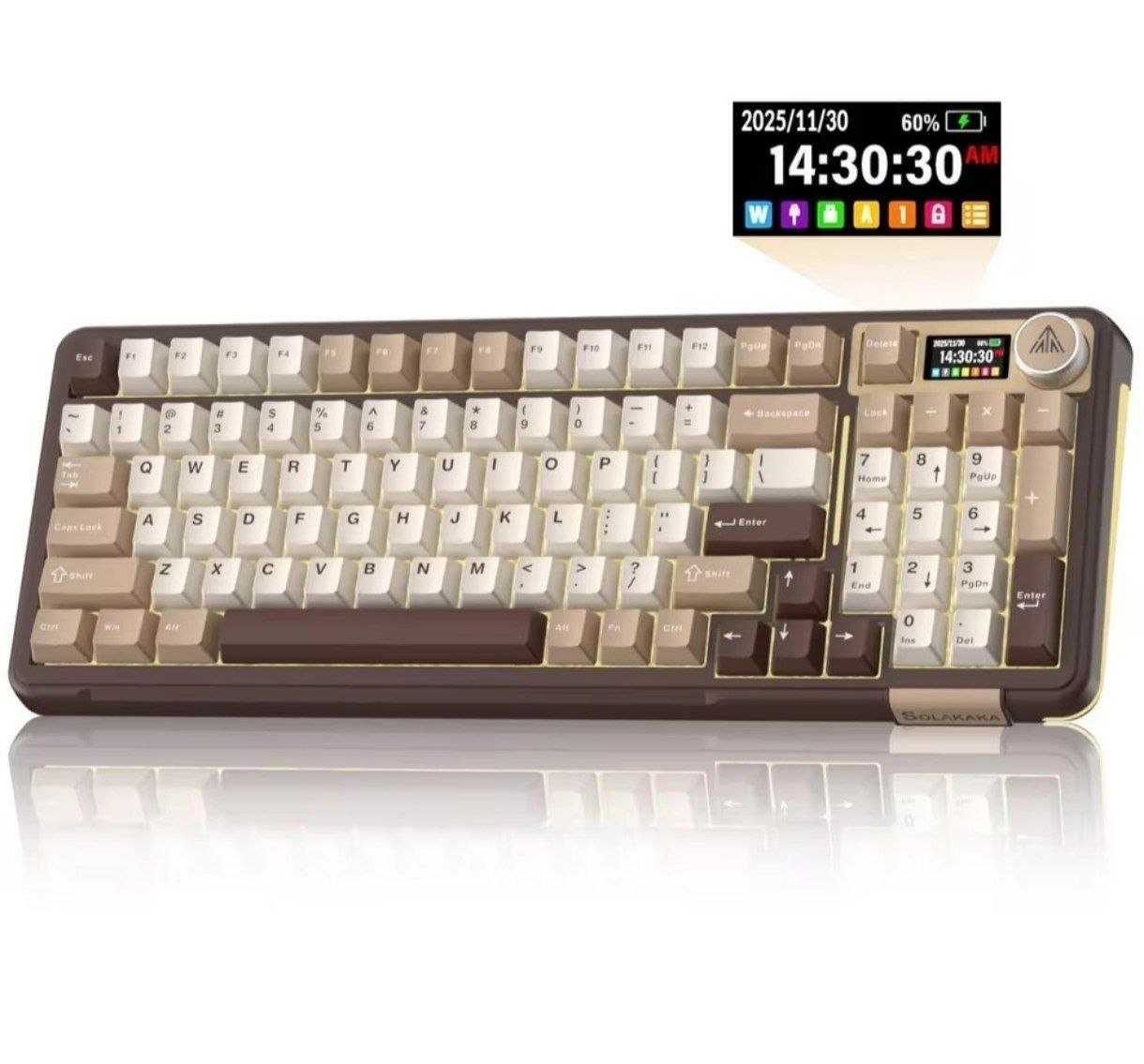 Teclado Mecânico Sem Fio SOLAKAKA A99pro com 97 Teclas, Teclas Hot Swappable e Tela TFT 🖥️⌨️