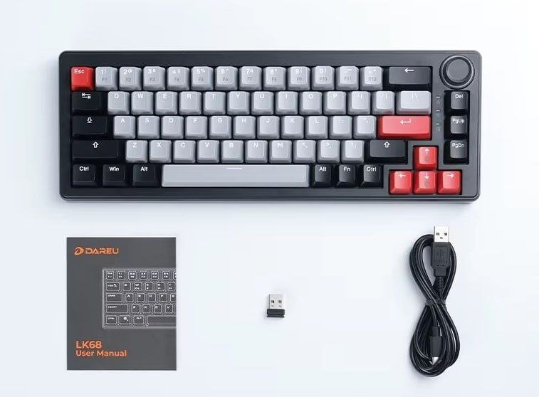 Teclado Mecânico Sem Fio DAREU 2.4G/Wired, Bateria de 4000mAh, Switches Vermelhos, RGB 🖥️🎮