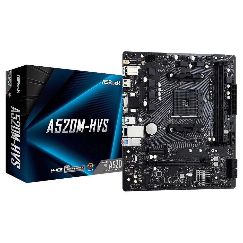 Placa-Mãe ASRock A520M-HVS, AMD AM4 🖥️