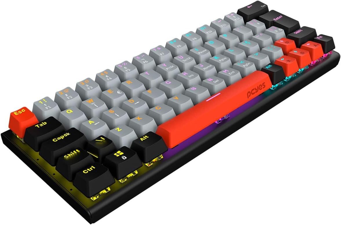 TECLADO GAMER MECÂNICO PCYES KUROMORI 60% - SWITCH RED - LED RAINBOW 🖥️🎮