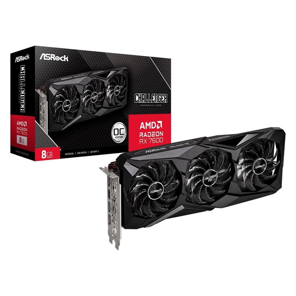 Placa de Vídeo ASRock RX 7600 Challenger Pro OC 8GB GDDR6 🛒