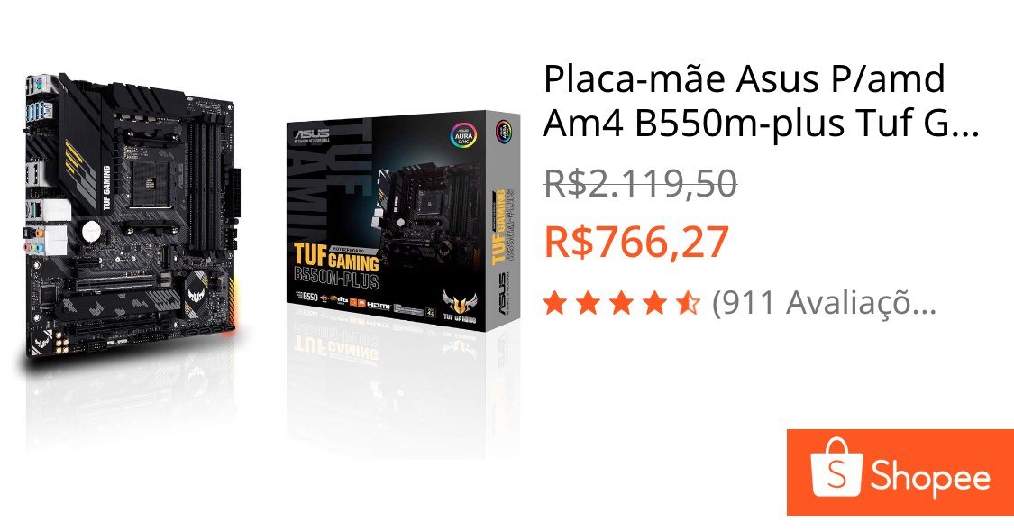 Placa-Mãe AMD AM4 Asus TUF Gaming B550M-Plus 🛒