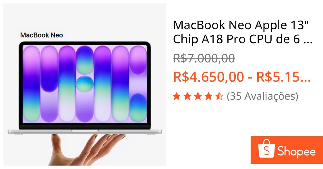 MacBook Neo Apple 13" Chip A18 Pro 🛒