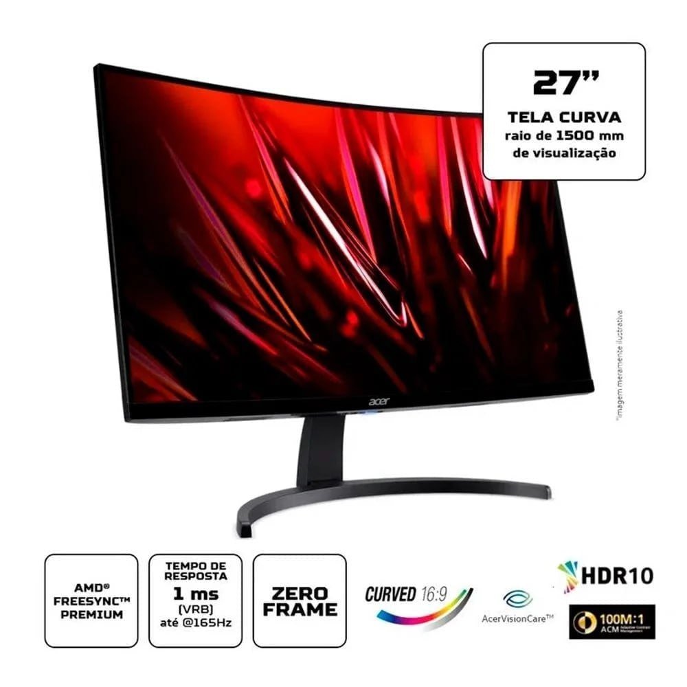 Monitor ACER 27" Curvo 144HZ 1MS Nitro LED/VA FULL HD HDMI DP ALTO-FALANTE 🖥️