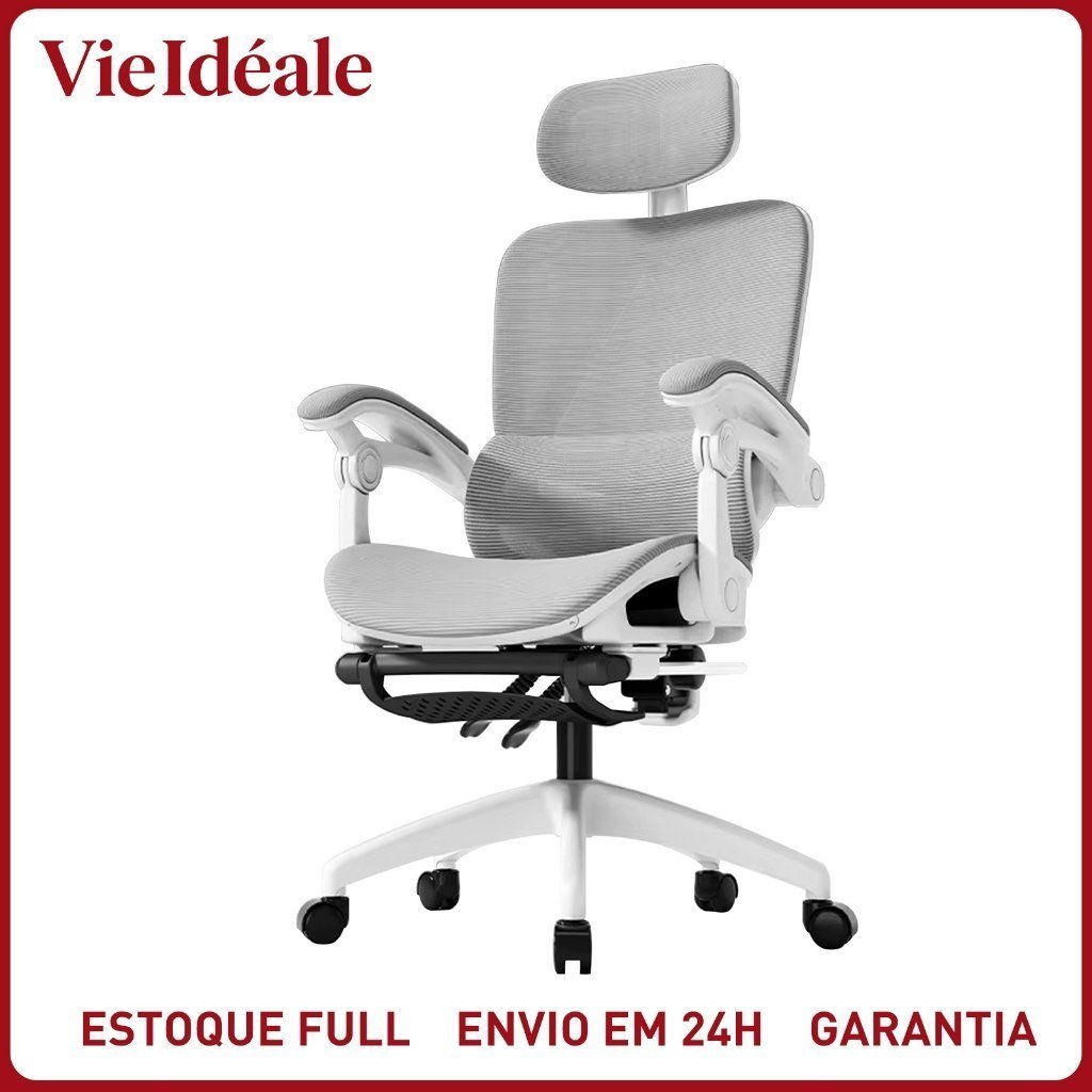 Cadeira Gamer Ergonômica Premium: Apoio Cabeça 3D + Lombar 2D Ajustável, Malha Respirável, 140kg 🛒