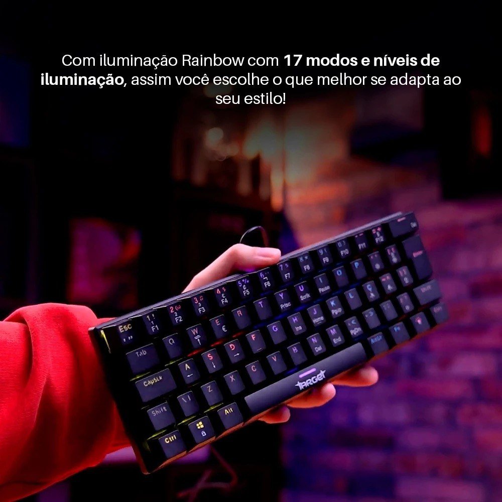 Teclado Mecânico TGT Sherman V3 C1, Rainbow, ABNT2, Switch Vermelho, Preto 🛒