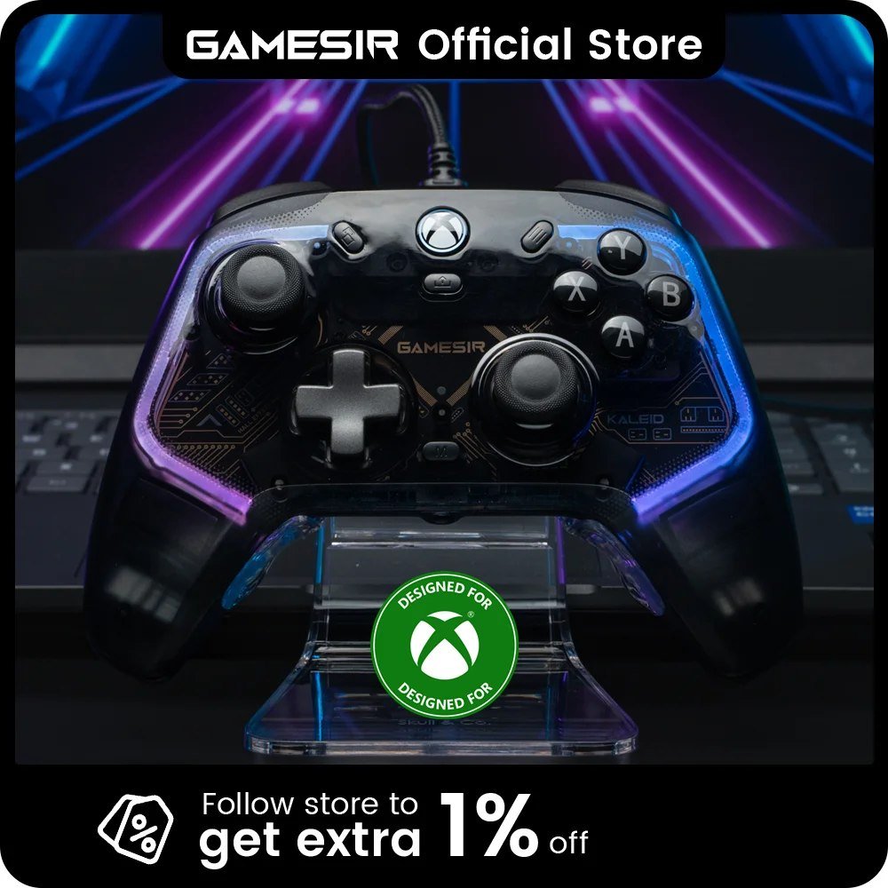 Controle Com fio GameSir Kaleid Flux Hall Effect, Para PC, Xbox Series X, Xbox Series S, Xbox One 🕹️