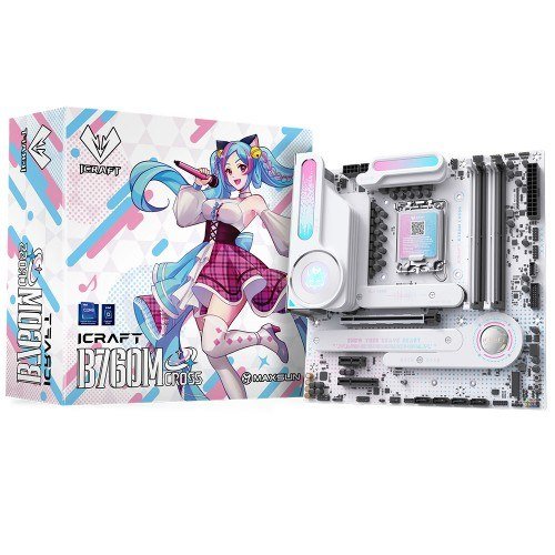 Placa Mãe Maxsun iCraft B760M Cross, Chipset B760, Intel LGA 1700, mATX, DDR5, WiFi, Branco 🖥️