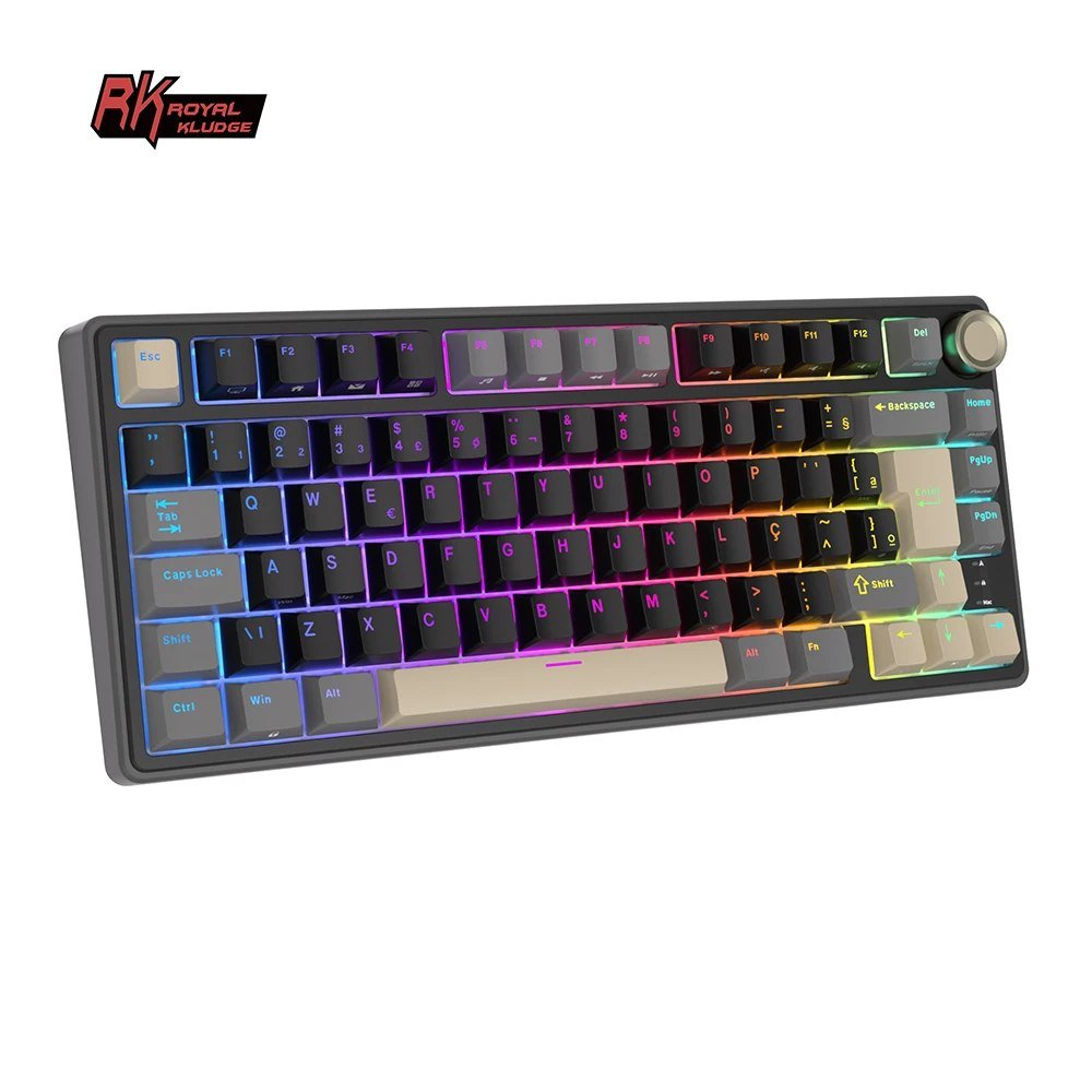 Teclado Mecânico Royal Kludge Rk R75, RGB, PBT, Switch RK Hot Swap, Com Knob de Volume 🎮