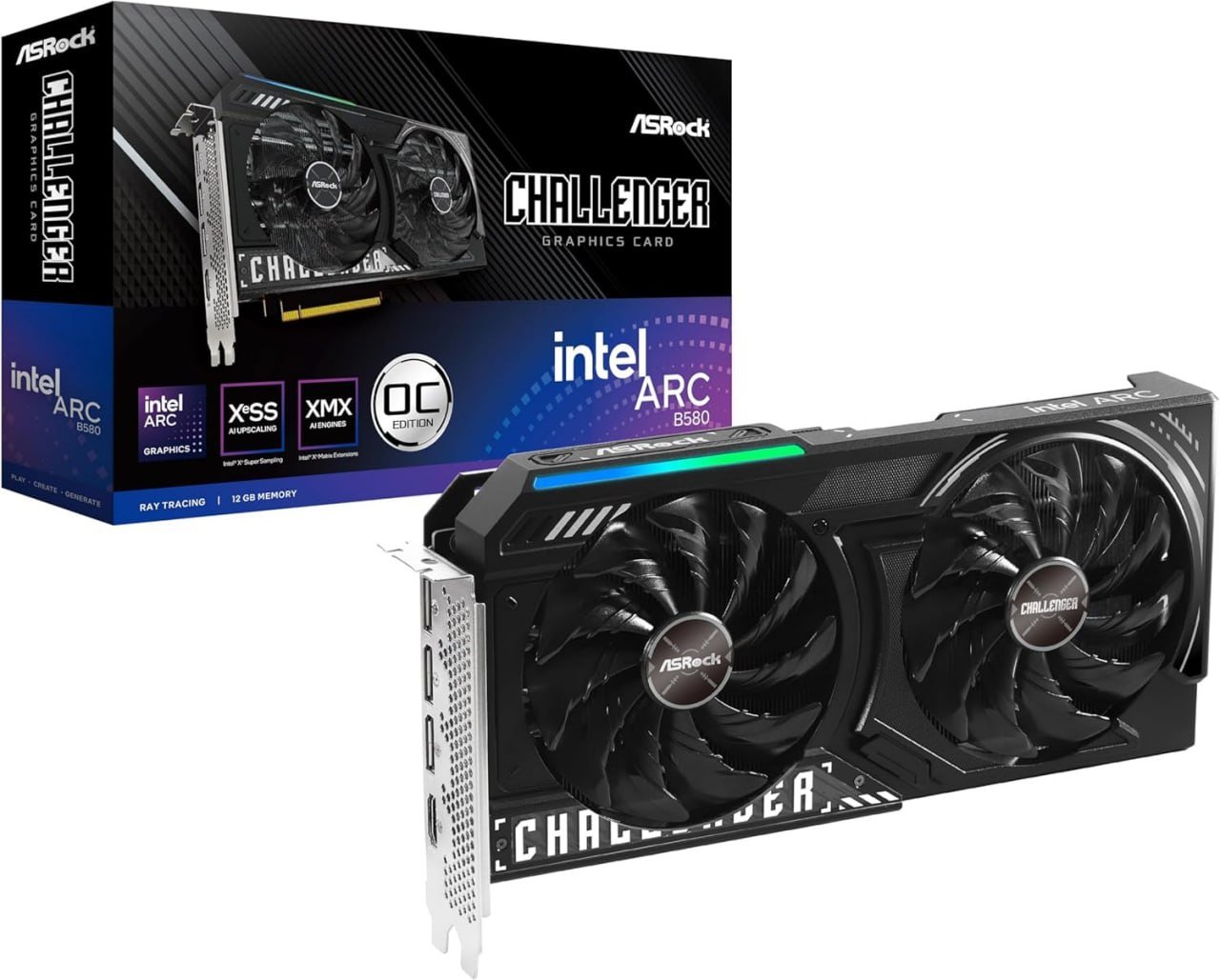 GPU ASROCK INTEL ARC B580 CHALLENGER 12G OC 192 BITS