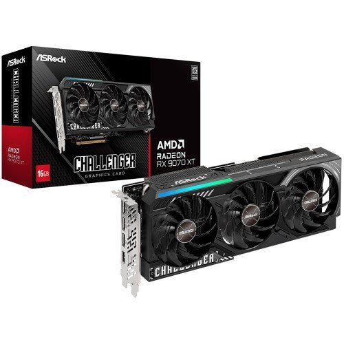 Placa de Vídeo ASRock AMD Radeon RX 9070 XT Challenger, 16GB, GDDR6, FSR, Ray Tracing