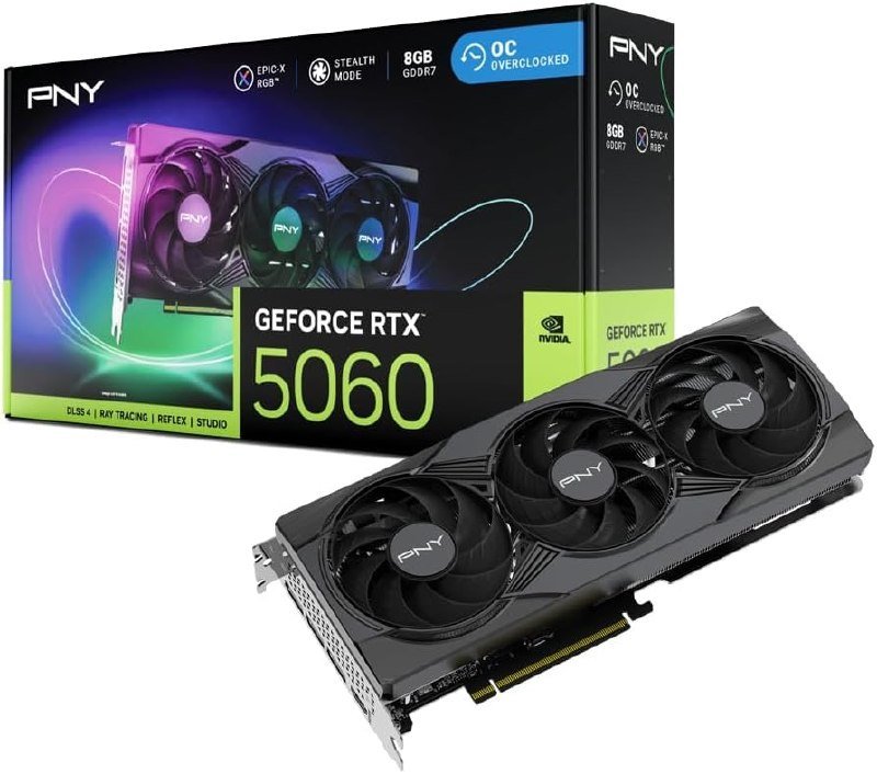 PLACA PNY NVIDIA GeForce RTX 5060 8GB Epic-X ARGB OC