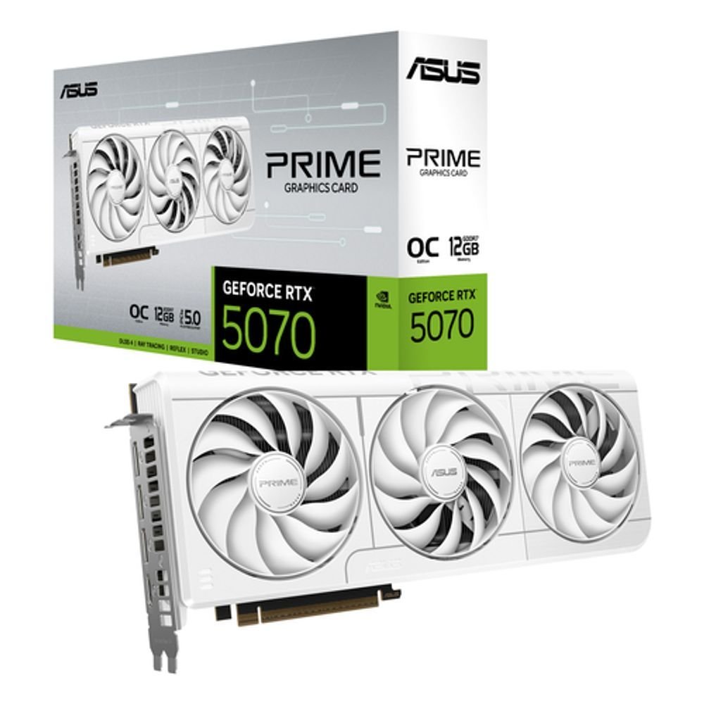 Placa de Video GeForce NVIDIA ASUS RTX5070 12GB PRIME WHITE OC GDDR7