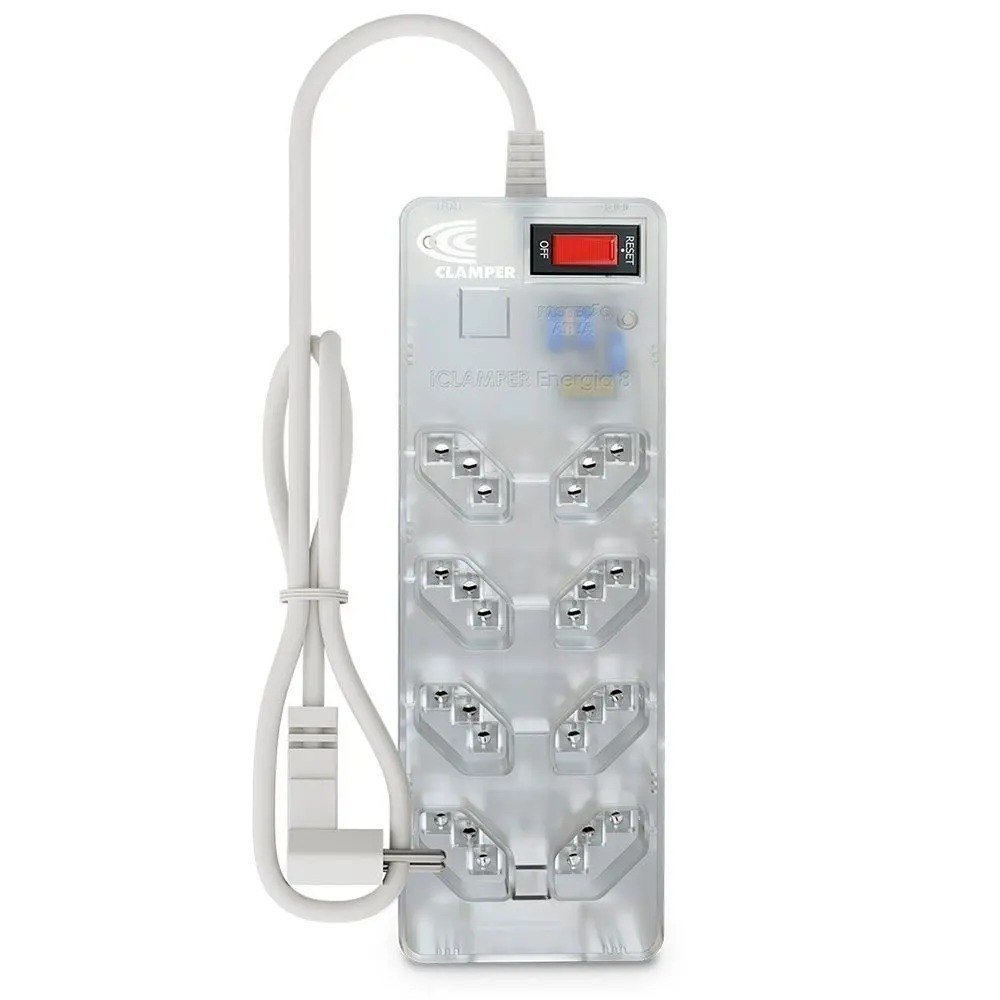 Filtro de Linha Clamper Energia 8 Tomadas Bivolt, com DPS e Proteção LCF Transparente 🛒